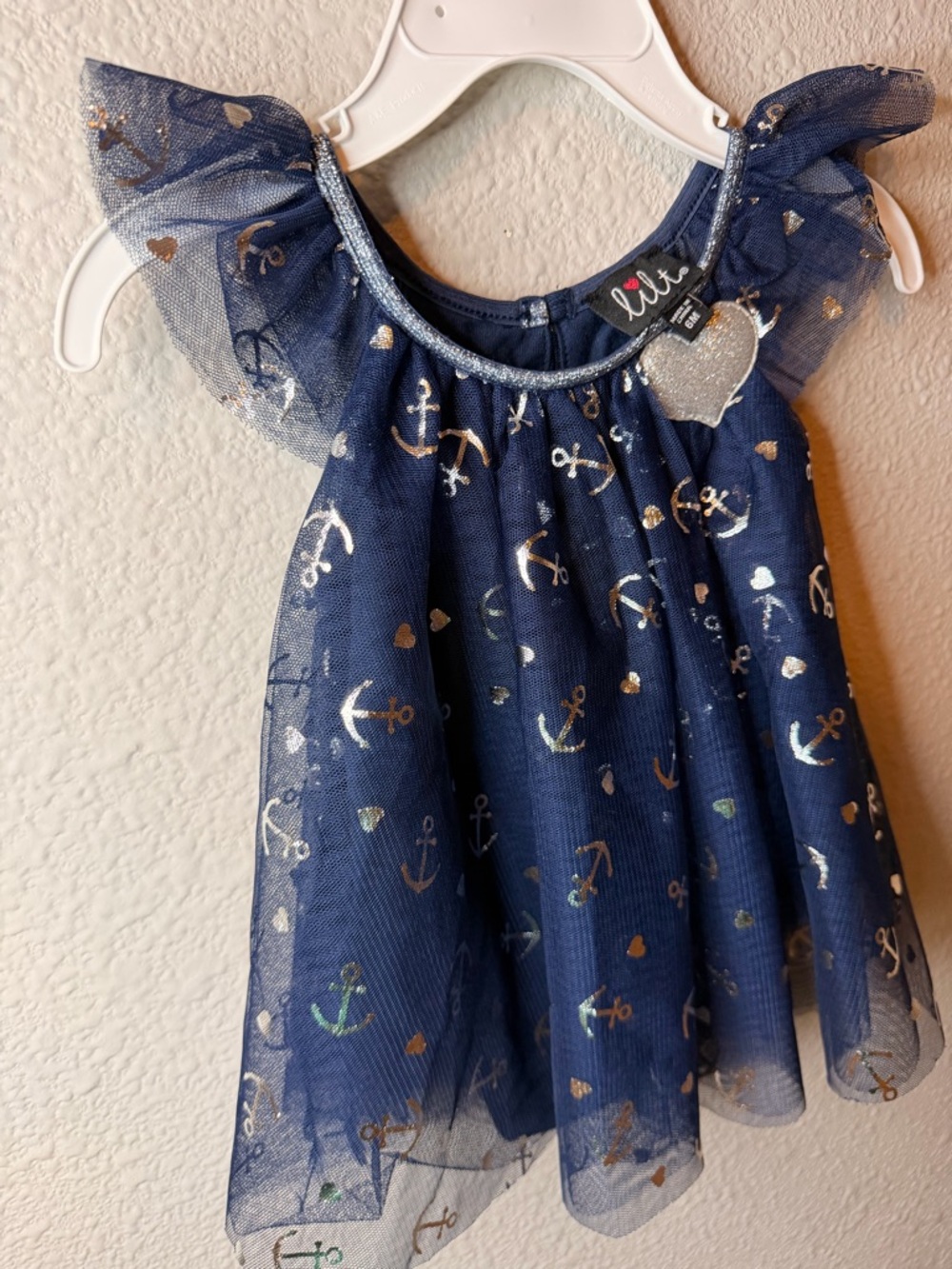 lilt Navy and Silver Anchor Tulle Dress